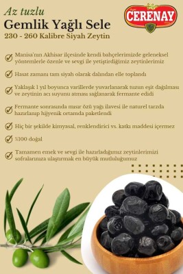 1 KG Az Tuzlu Gemlik Yağlı Sele Sofralık Siyah Zeytin 231-260 Kalibre - 3