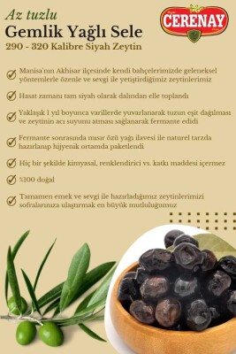 10 KG Az Tuzlu Gemlik Yağlı Sele Sofralık Siyah Zeytin 291-320 Kalibre - 3